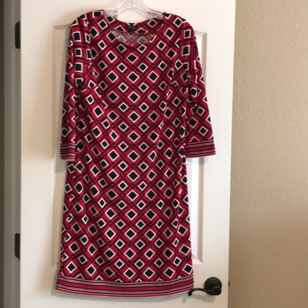 Talbots red, black & white dress